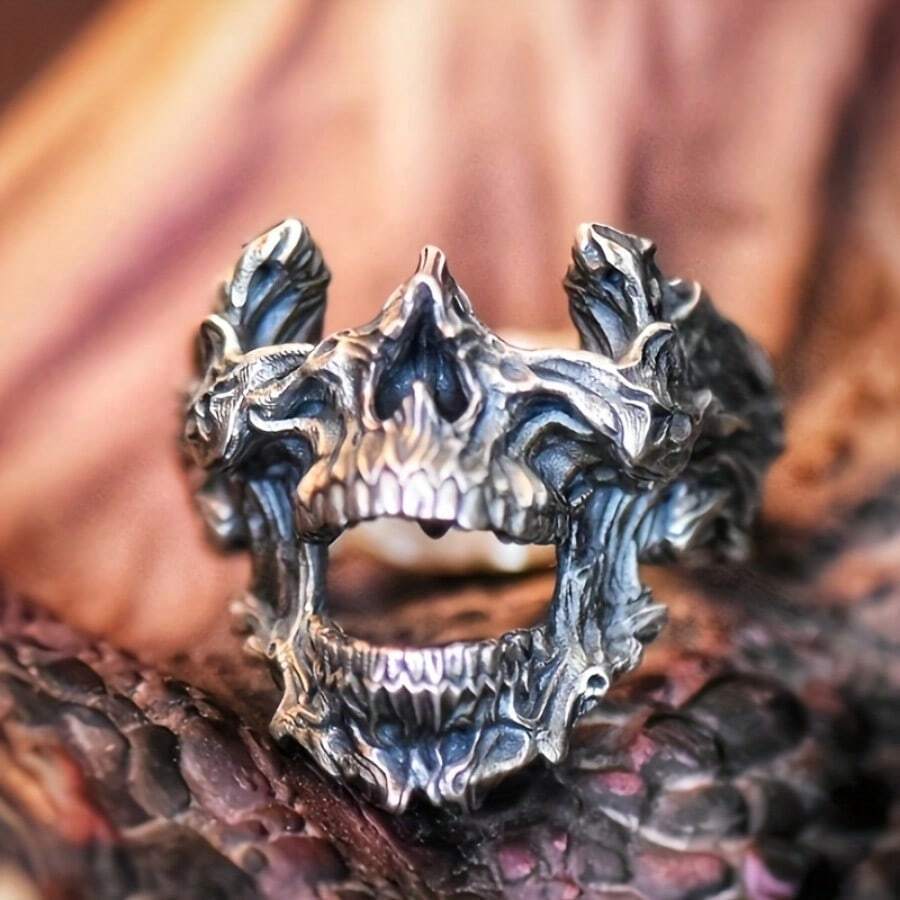 Gothic Skull Ring - Vintage Gothic Death Skull Mask Ring
