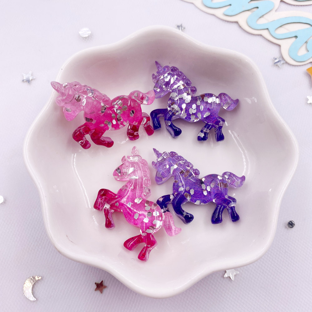 Paradise Jewelry & Watches Dolphin Mall - 6PCS Colorful Resin Glitter 3D Unicorn