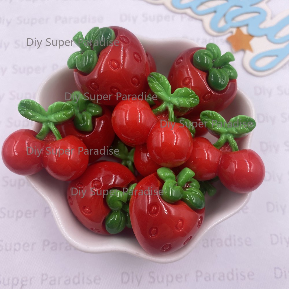 Paradise Jewelry & Watches Dolphin Mall - 8PCS Resin Kawaii Colorful Red Strawberry