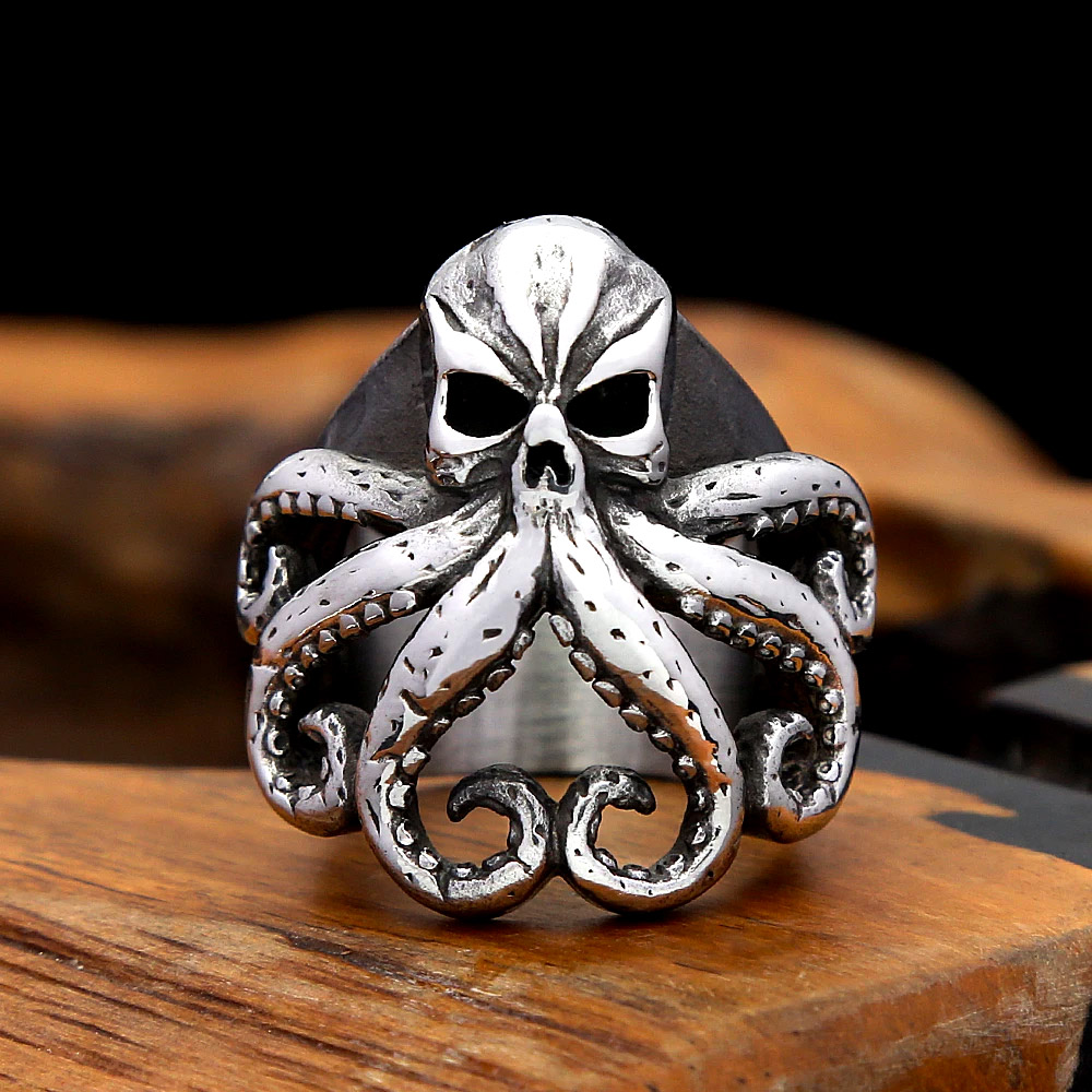 Gothic Skull Ring - Vintage Skull Octopus Stainless Steel Ring
