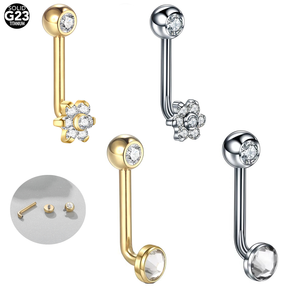 Christina Jewelry & Watches Marguerite Ørestik Forgyldt Sølv - 1Pc Titanium Christina Vertical Hood Piercing