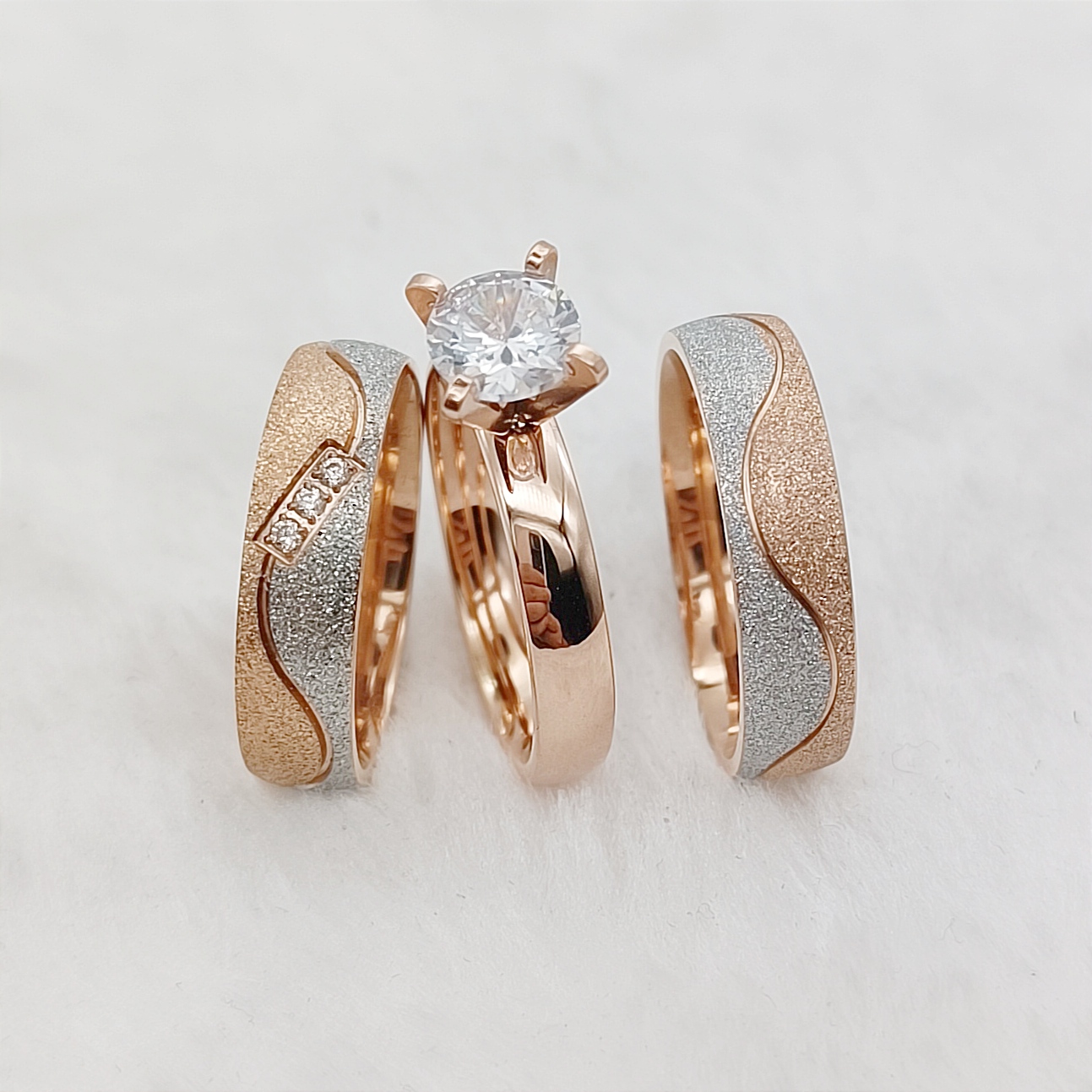 Titanium Steel Ring - Proposal 3pcs Marriage Promise Wedding Engagement