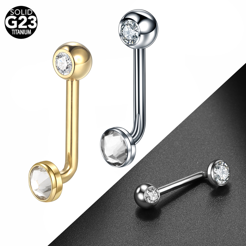 1PC G23 Titanium CZ Curved Bar - Christina Jewelry & Watches Marguerite Ørestik Forgyldt Sølv review and price