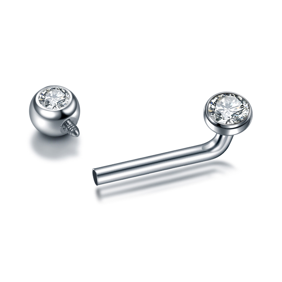 1PC G23 Titanium CZ Curved Bar - Christina Jewelry & Watches Marguerite Ørestik Forgyldt Sølv review and price