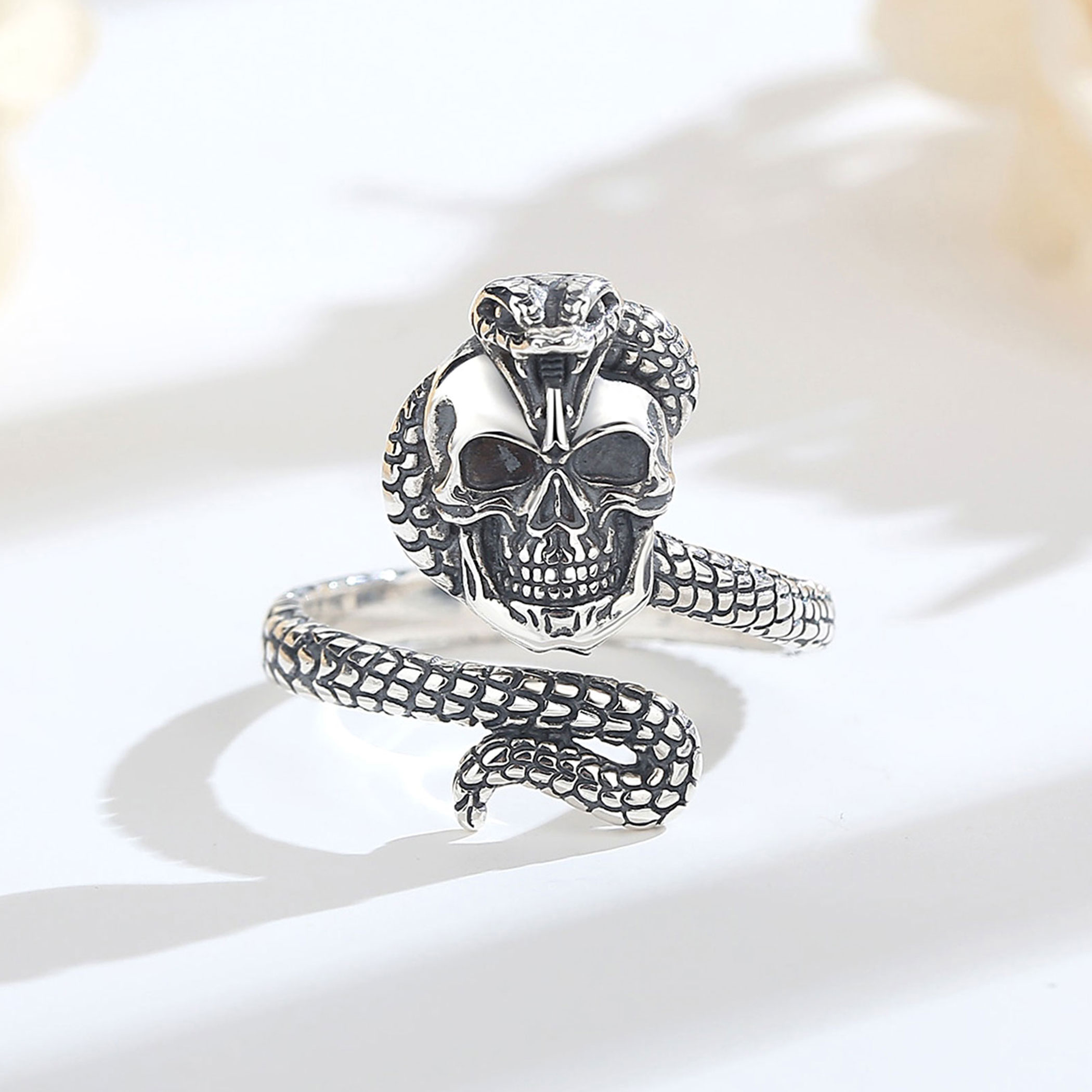 Eudora 925 Sterling Silver Sna - Gothic Skull Ring review and price