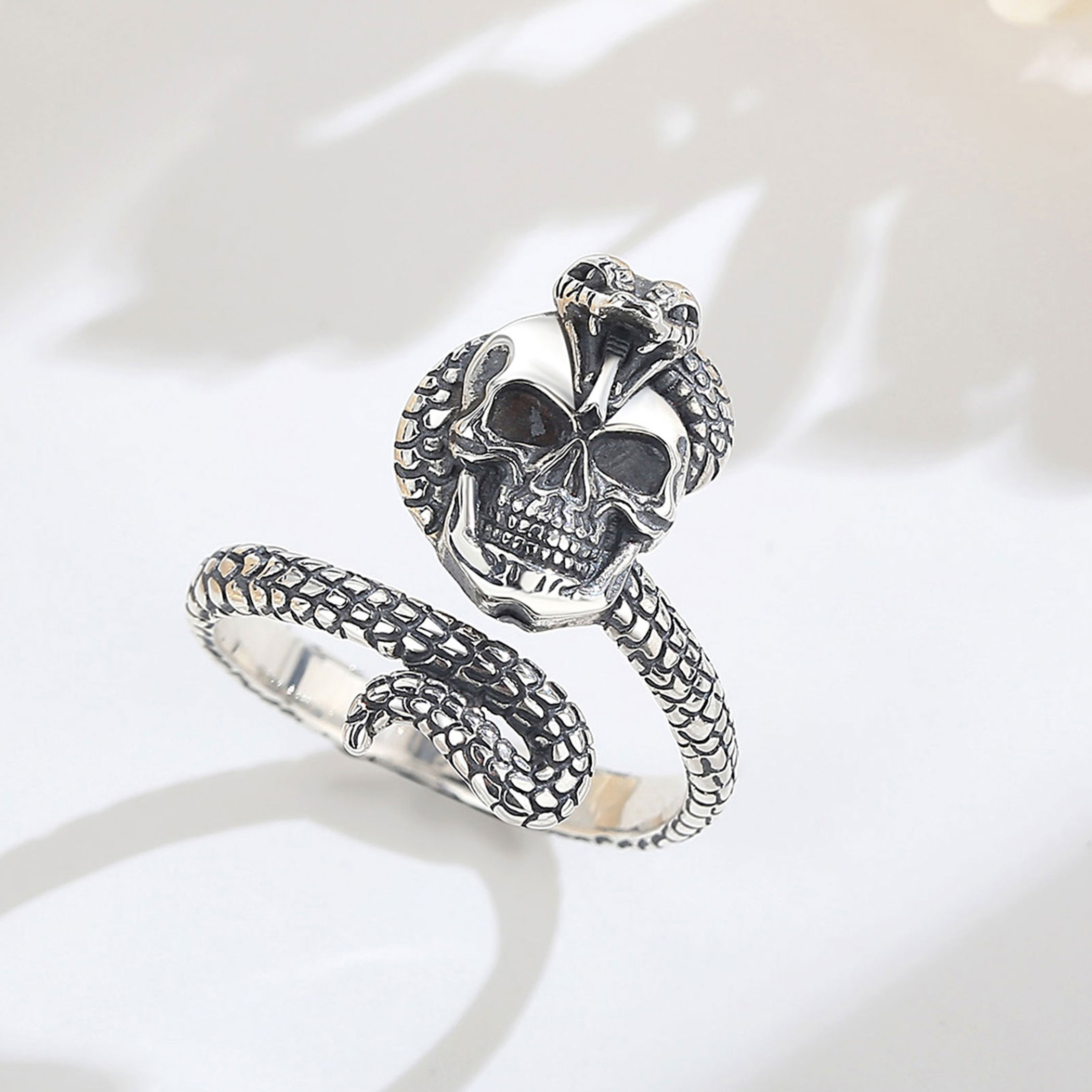 Eudora 925 Sterling Silver Sna - Gothic Skull Ring review and price