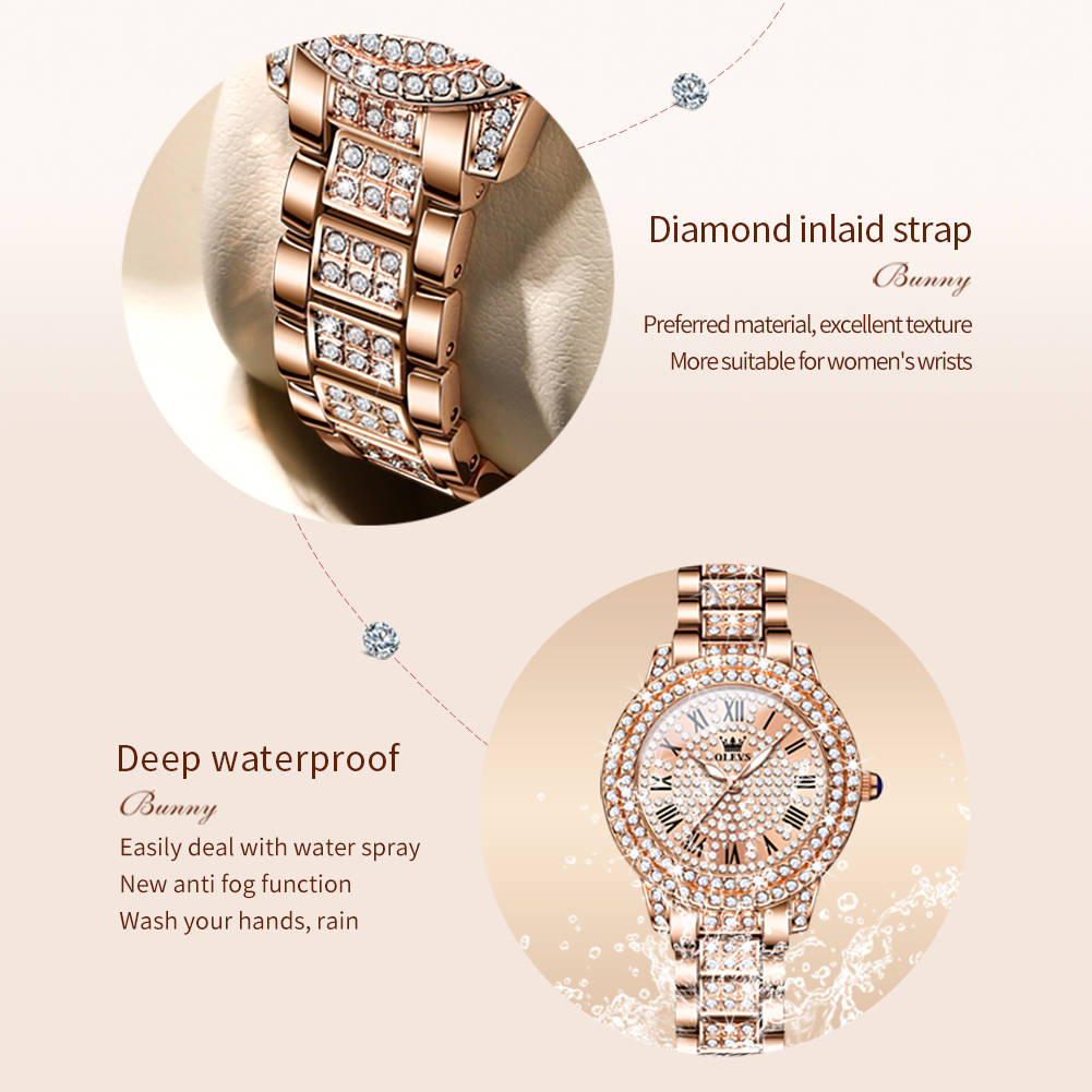 OLEVS 9943 Luxury All Diamond  - Jewelry Watches Gold review and price