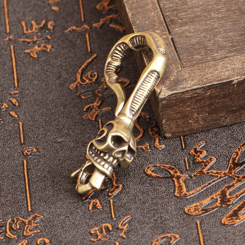 Solid Brass Keychain Skull Hea - Gothic Skull Ring review and price