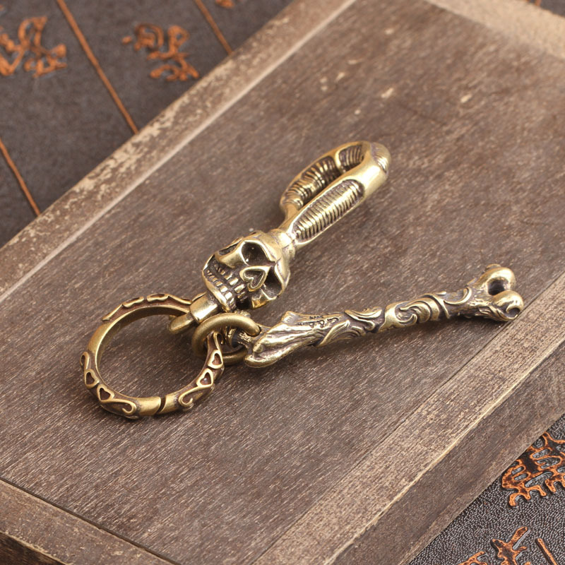 Solid Brass Keychain Skull Hea - Gothic Skull Ring review and price