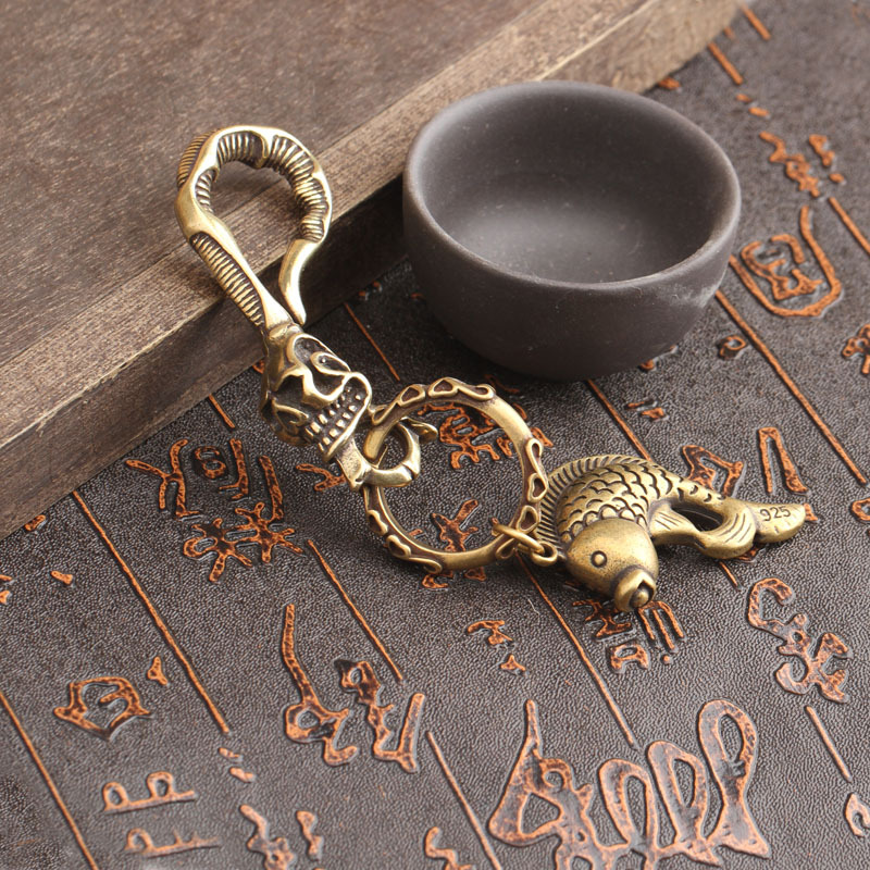 Solid Brass Keychain Skull Hea - Gothic Skull Ring review and price